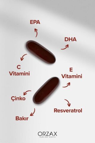 Ocean Vision Omega 3 + EPA & DHA, Lutein, Zeaksantin, Resveratrol, Glutatyon, C Vitamini, Çinko 60 Kapsül