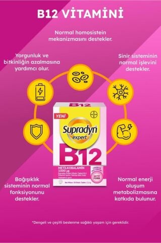 Supradyn Expert Dilaltı Tablet B12 Vitamini İçeren Takviye Edici Gıda